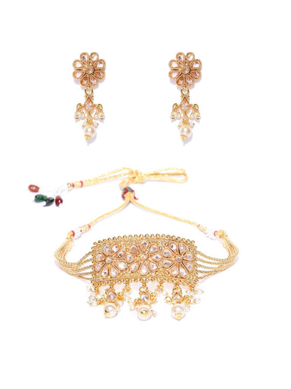 Kundan Pearls Beads Gold Plated Jewellery Set