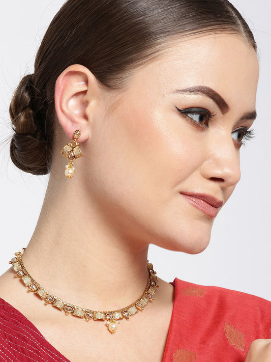 Kundan Pearls Beads Gold Plated Jewellery Set