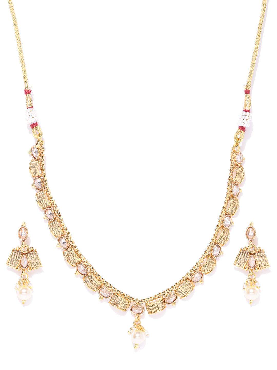 Kundan Pearls Beads Gold Plated Jewellery Set