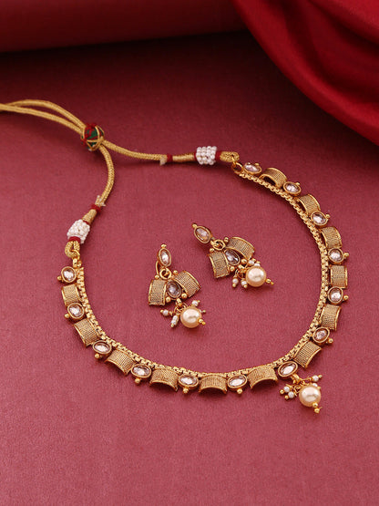 Kundan Pearls Beads Gold Plated Jewellery Set