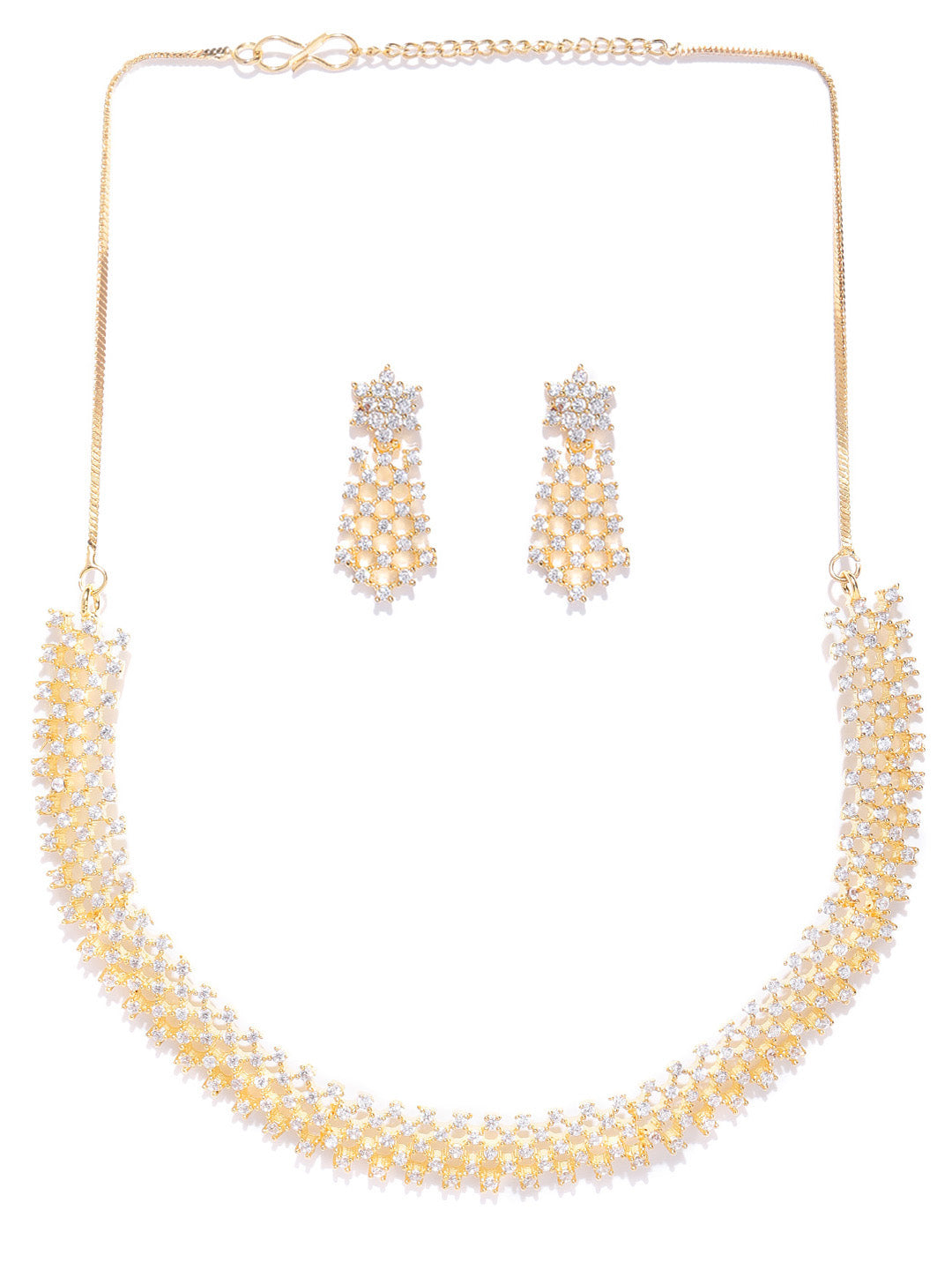 American Diamond Gold Plated Geometric Jewellery Set