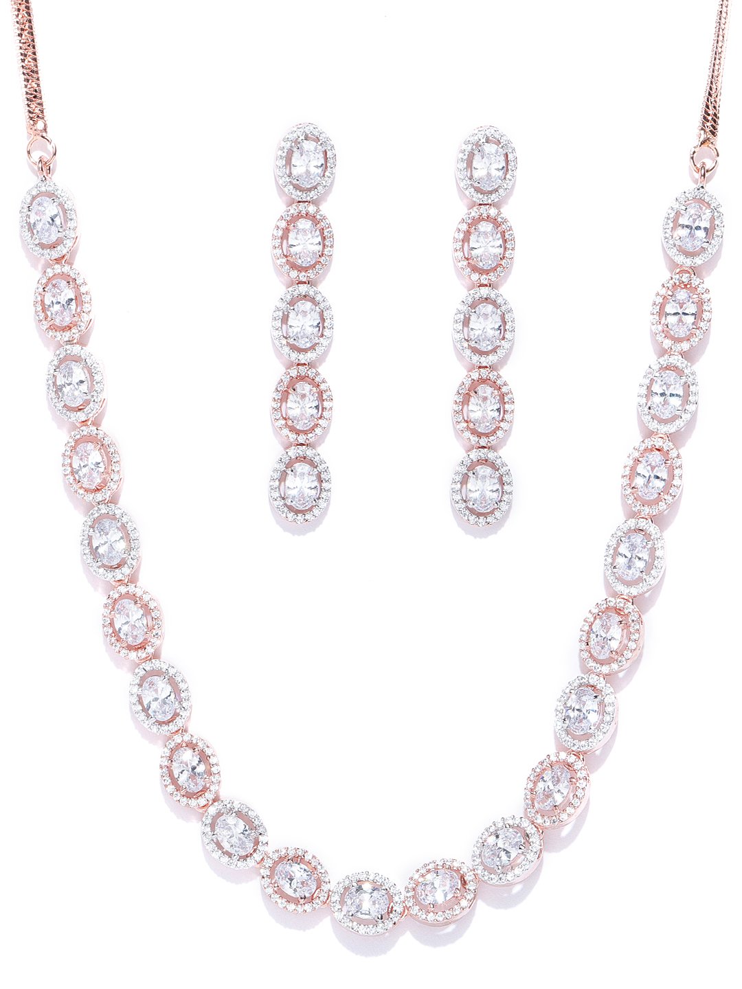 American Diamond Rose Gold Plated Jewellery Set