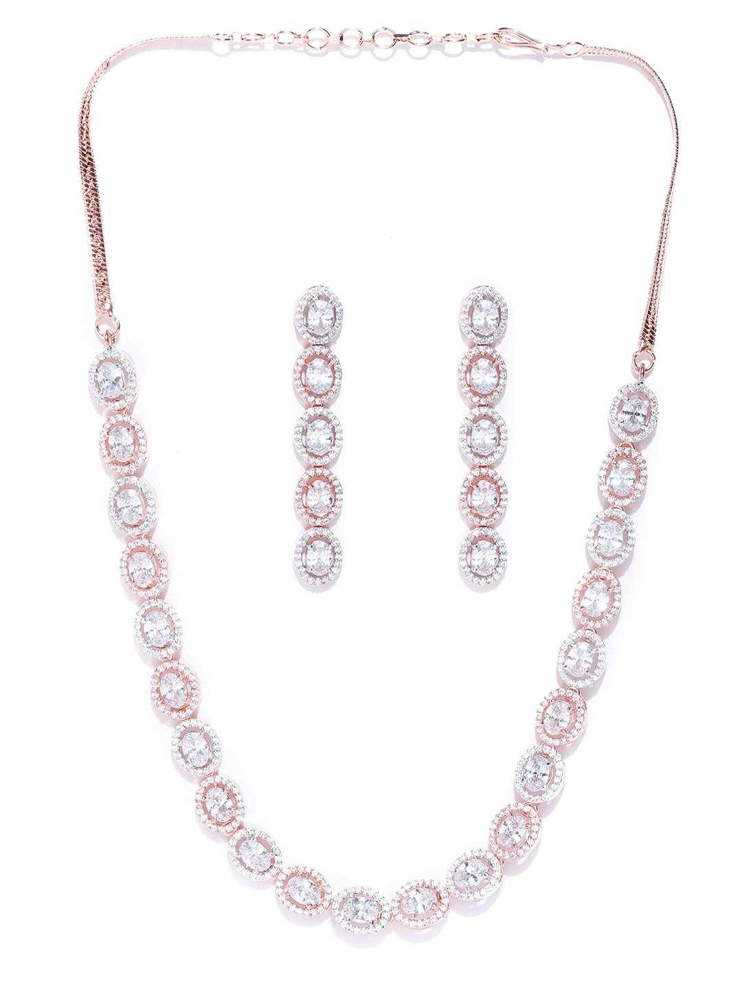 American Diamond Rose Gold Plated Jewellery Set