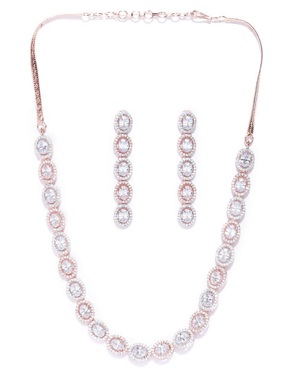 American Diamond Rose Gold Plated Jewellery Set
