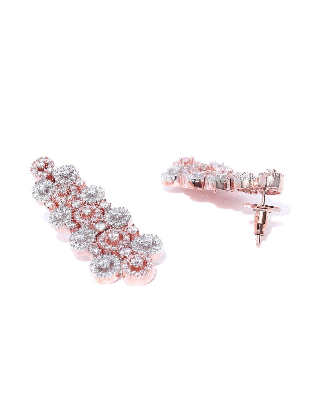 American Diamond Rose Gold Plated Geometric Jewellery Set