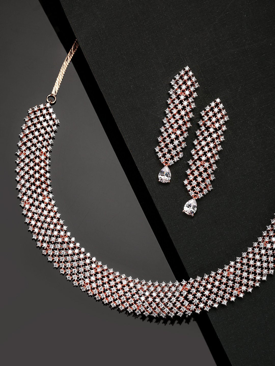 Ethereal Spirit-American Diamond Rose Gold Plated Jewellery Set