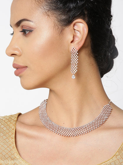 Ethereal Spirit-American Diamond Rose Gold Plated Jewellery Set