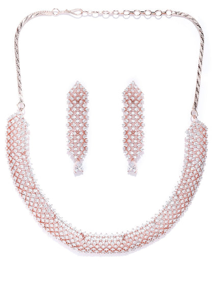 Ethereal Spirit-American Diamond Rose Gold Plated Jewellery Set