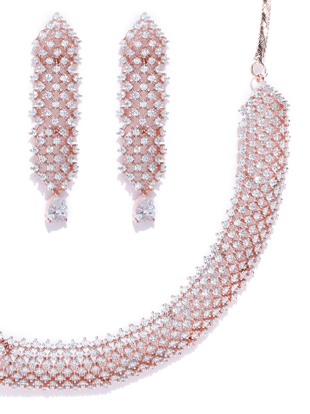 Ethereal Spirit-American Diamond Rose Gold Plated Jewellery Set