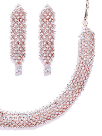 Ethereal Spirit-American Diamond Rose Gold Plated Jewellery Set