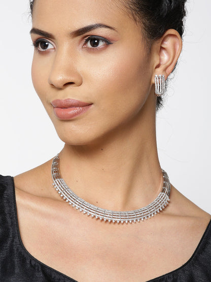Steller Strings-American Diamond Silver Plated Jewellery Set