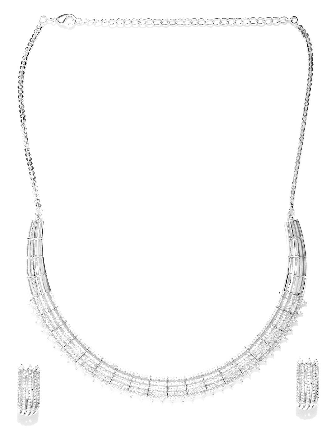Steller Strings-American Diamond Silver Plated Jewellery Set