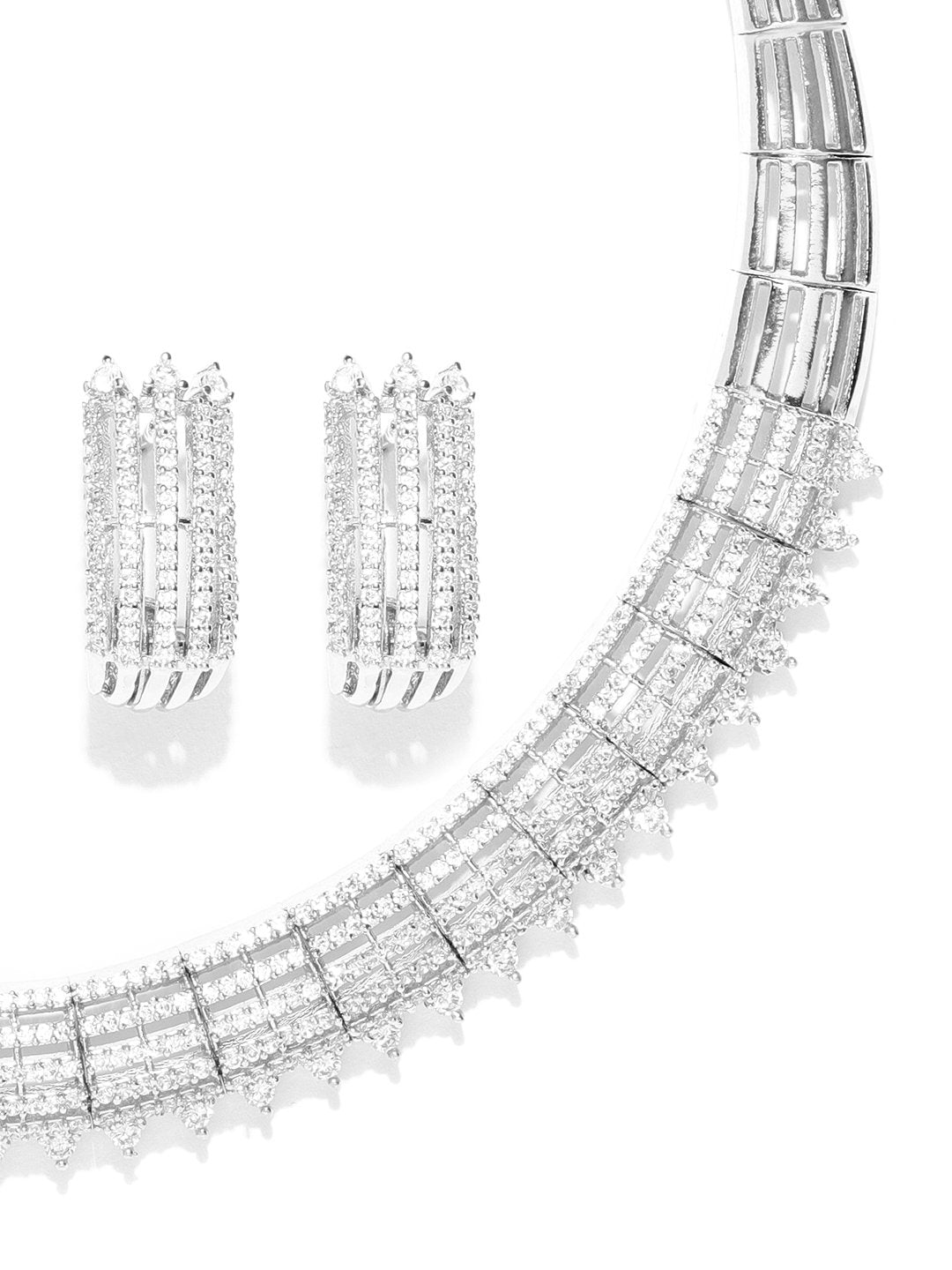 Steller Strings-American Diamond Silver Plated Jewellery Set
