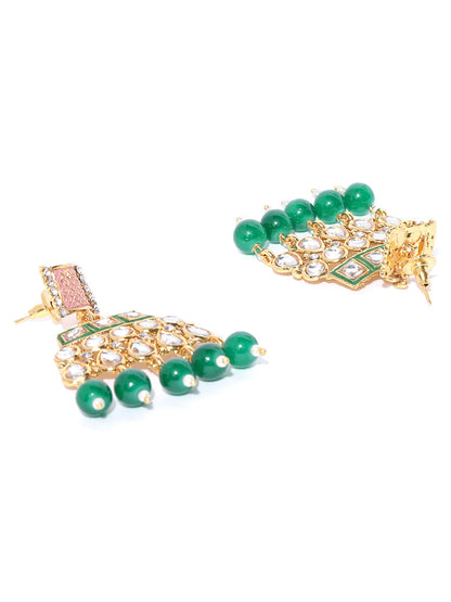 Emerald Kundan Gold Plated MaangTika Jewellery Set