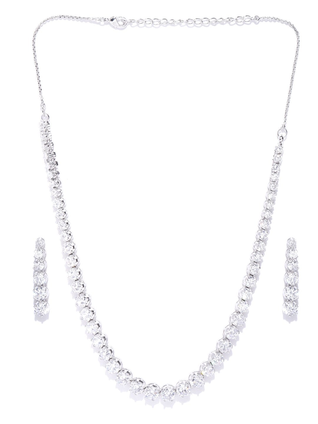 Moon Shine-American Diamond Silver Plated Jewellery Set