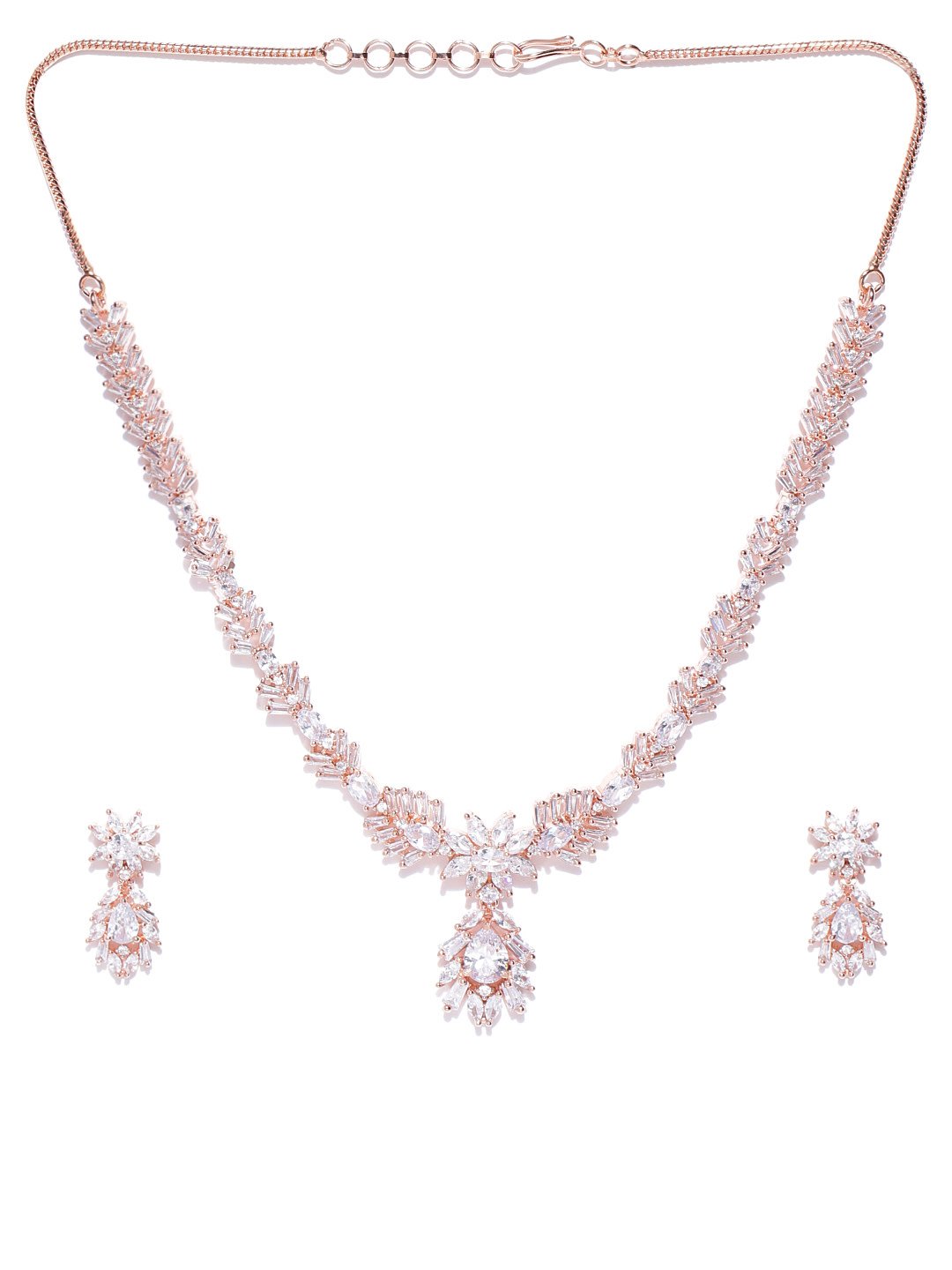 American Diamond Rose Gold Plated Jewellery Set