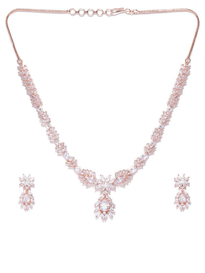 American Diamond Rose Gold Plated Jewellery Set