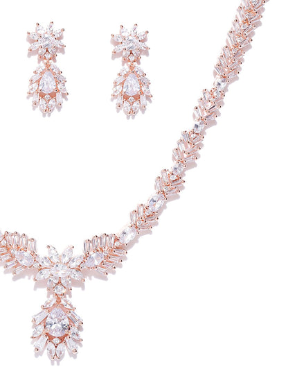 American Diamond Rose Gold Plated Jewellery Set