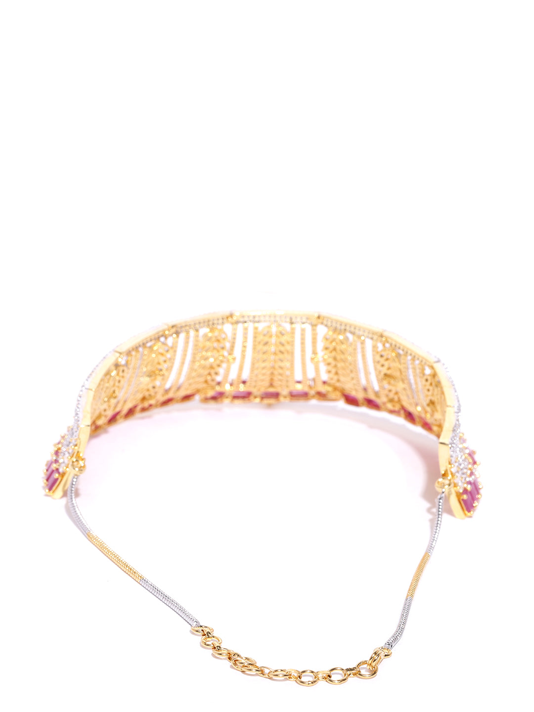 Berry Blush-Pink Ruby American Diamond MaangTikka Jewellery Set