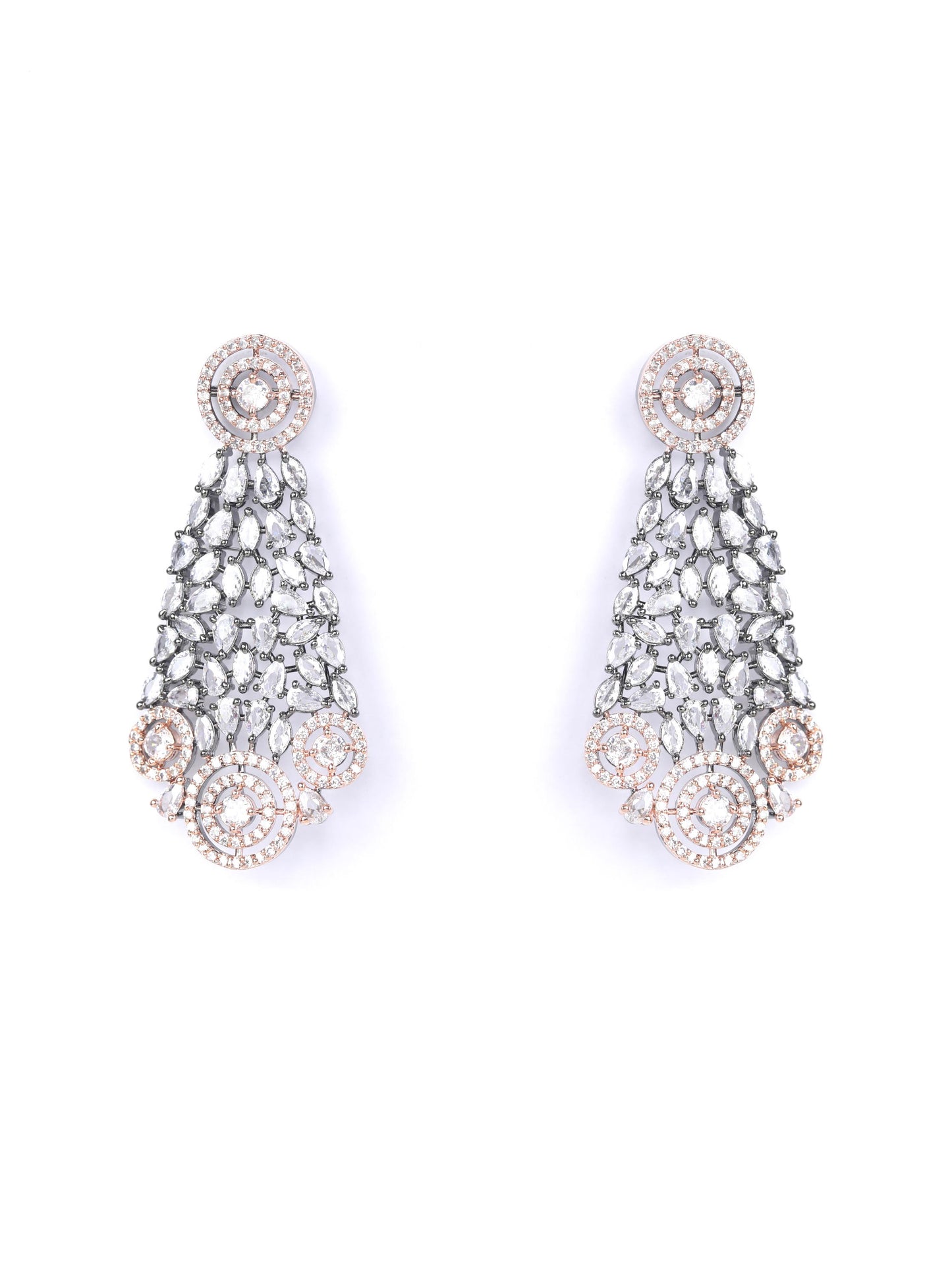 Glitz Appeal-Grey American Diamond Cubic Zirconia Rose Gold Plated Choker Set