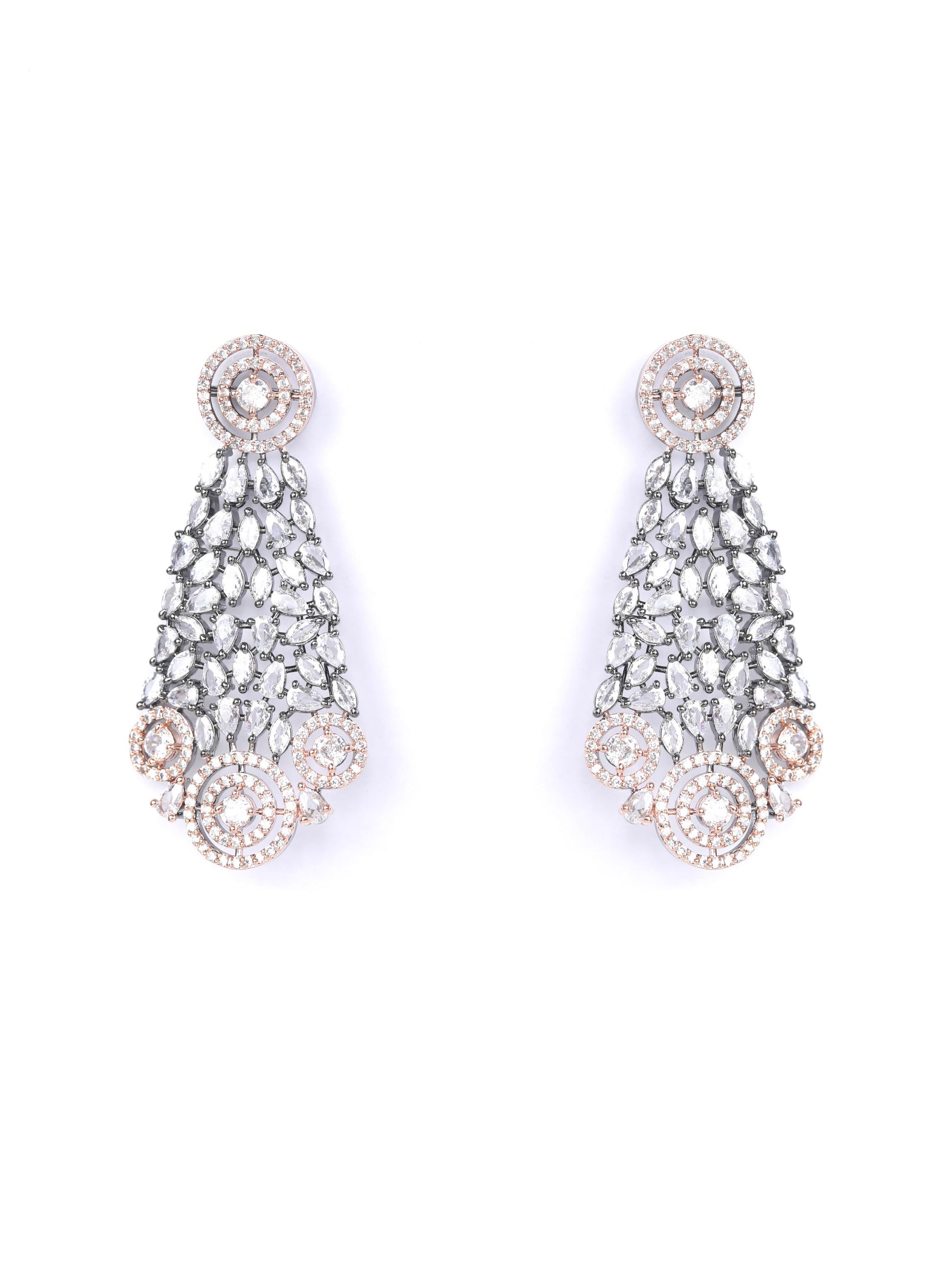 Glitz Appeal-Grey American Diamond Cubic Zirconia Rose Gold Plated Choker Set