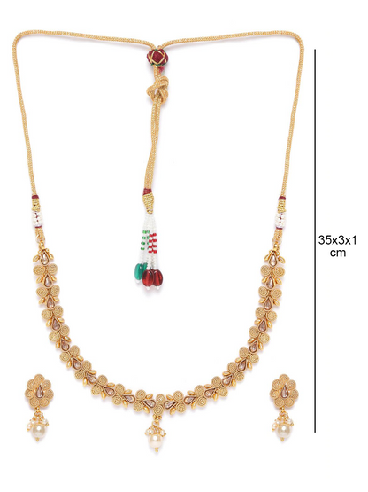 Pearls Beads Floral Jewellery Set
