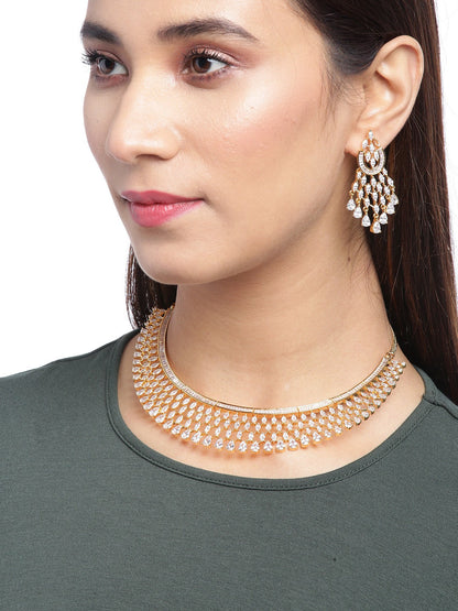 Gold Plated American Diamond Jewellery Set