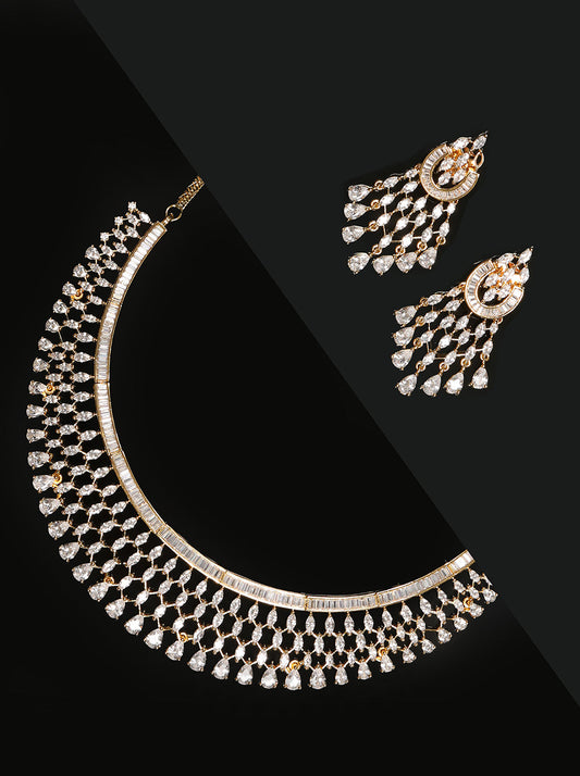 Gold Plated American Diamond Jewellery Set
