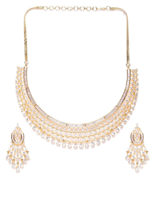 Gold Plated American Diamond Jewellery Set