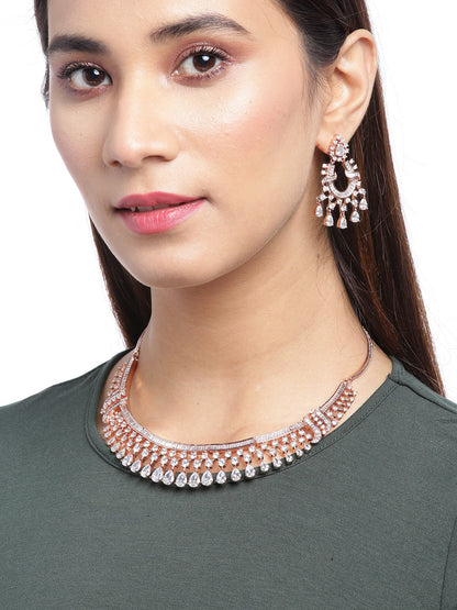 Rose Gold American Diamond Jewellery Set