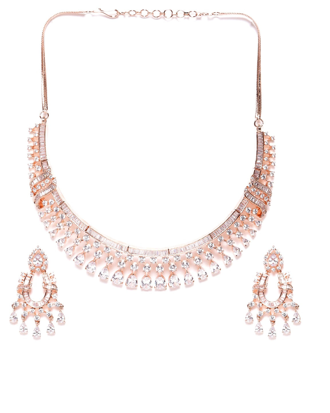 Rose Gold American Diamond Jewellery Set