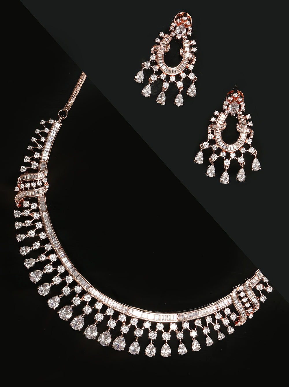 Rose Gold American Diamond Jewellery Set