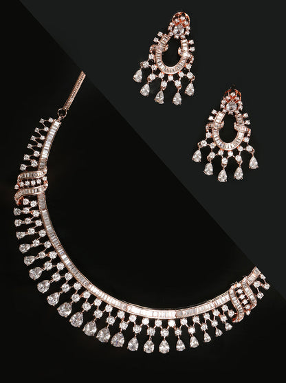 Rose Gold American Diamond Jewellery Set