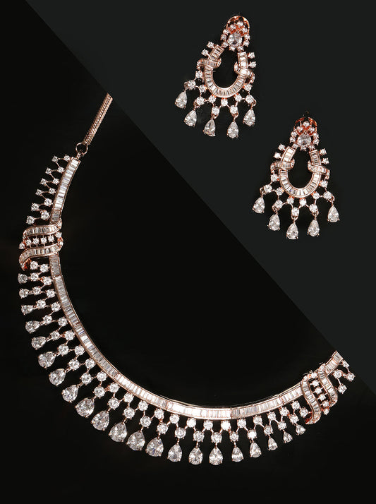 Rose Gold American Diamond Jewellery Set