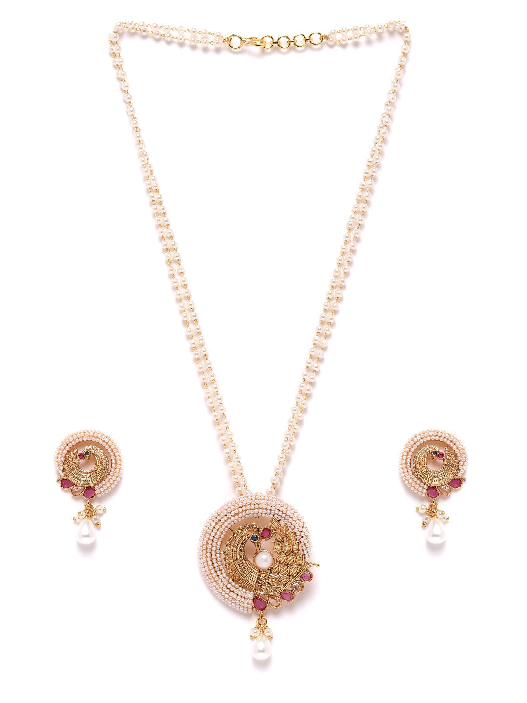 Peacock Pearl-Traditional Wear Gold Plated Jewellery Set