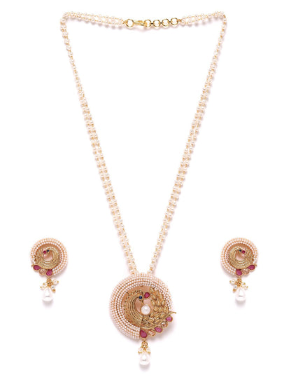 Peacock Pearl-Traditional Wear Gold Plated Jewellery Set