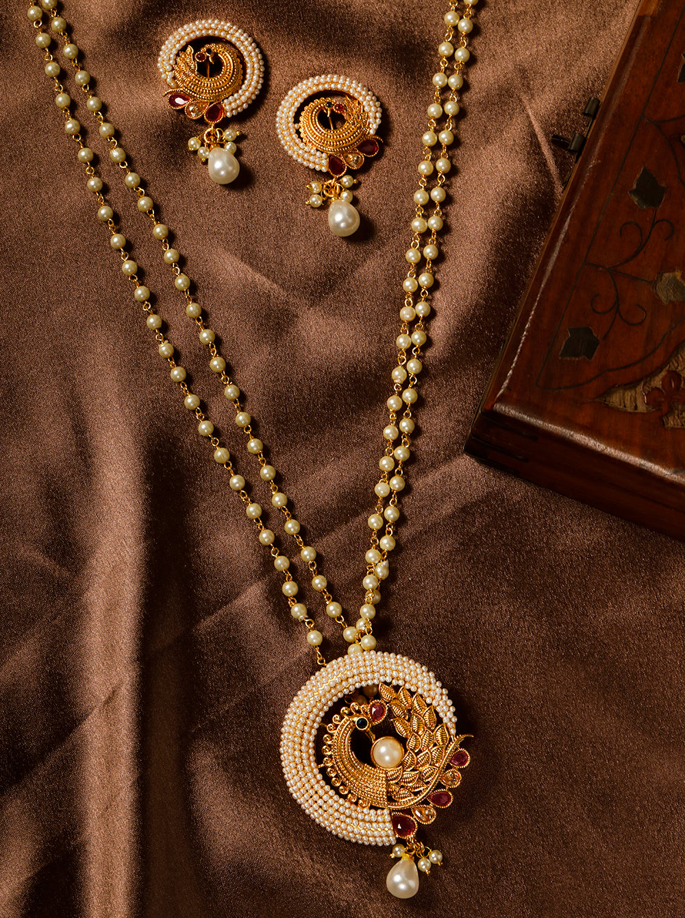 Peacock Pearl-Traditional Wear Gold Plated Jewellery Set