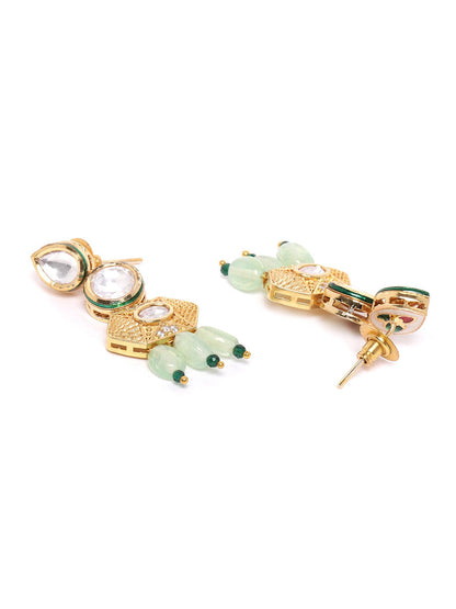 Mint Green Pearls Kundan Gold Plated Jewellery Set