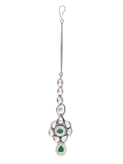 Black Kundan Emerald Stones Jewellery Set