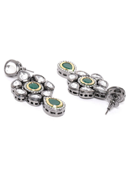 Black Kundan Emerald Stones Jewellery Set