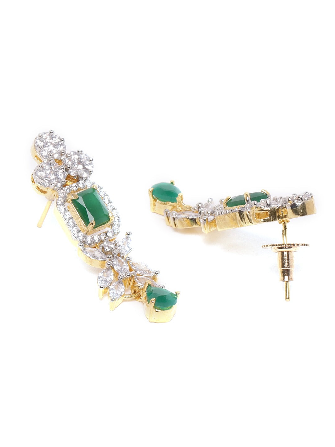 Emerald American Diamond Gold Plated Jewwllery Set