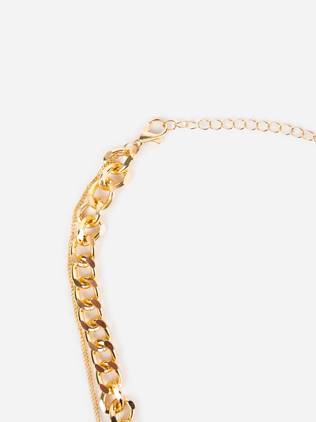 Dual-Layered Floral Lock Link Gold-Plated Necklace