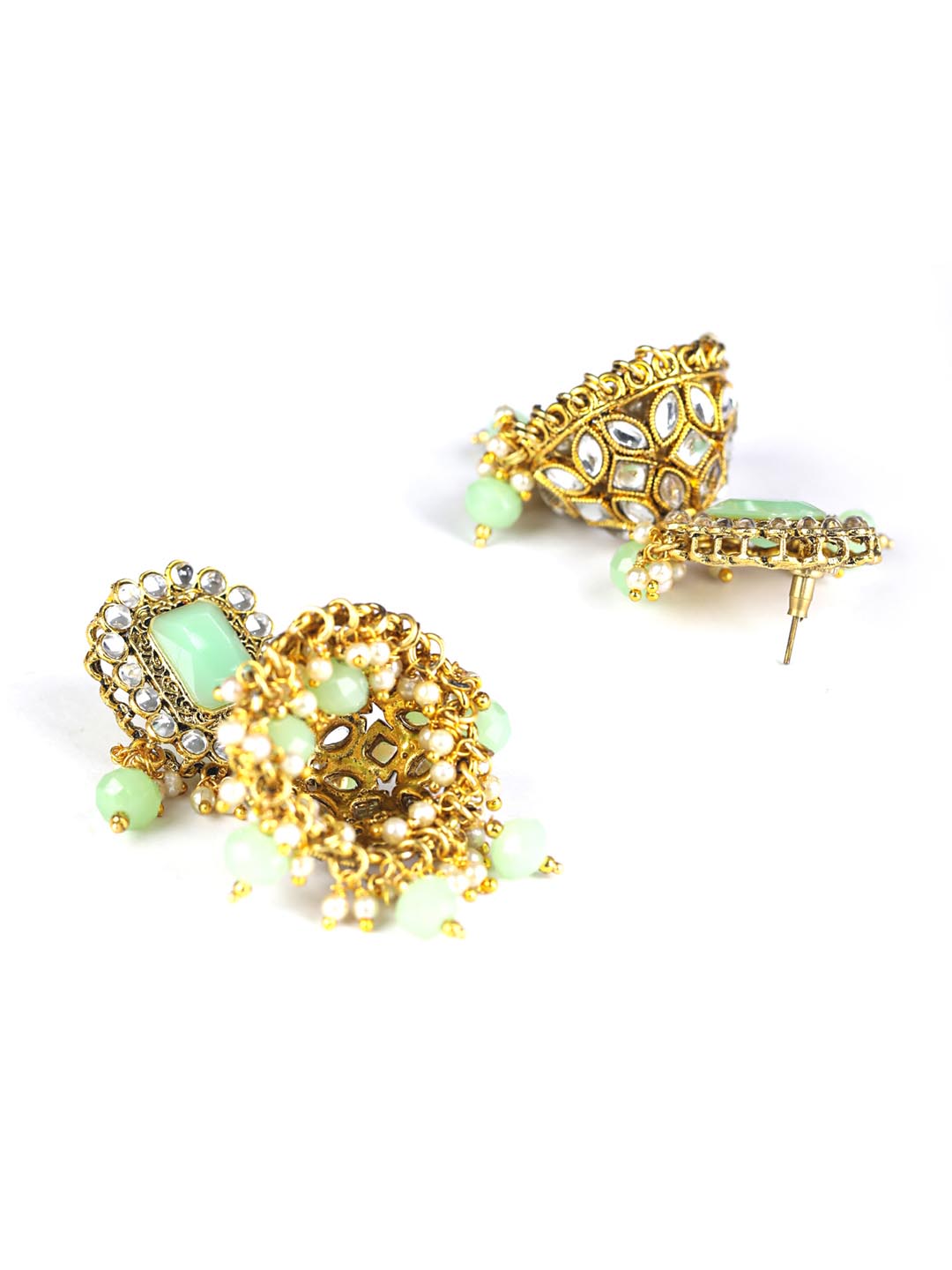 Mint Green Kundan Pearls Gold Plated Choker Set with MaangTikka