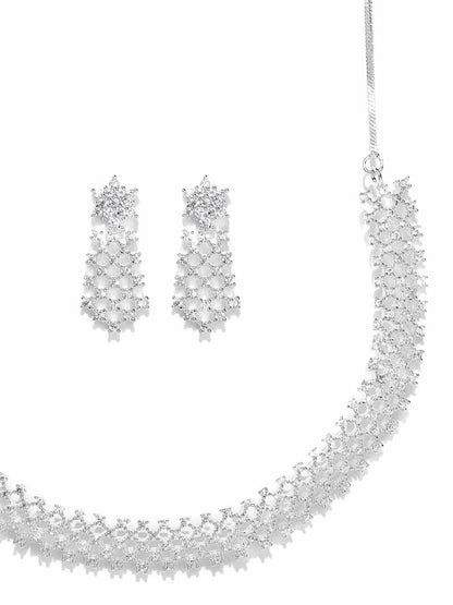 American Diamond Silver Plated Ethnic Jewellery Set