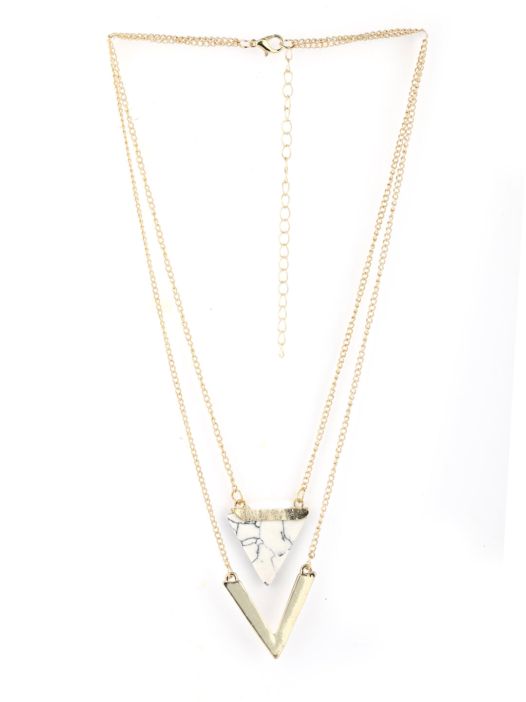 Gold Plated Triangle Pendant Layered Necklace