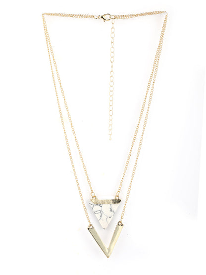 Gold Plated Triangle Pendant Layered Necklace