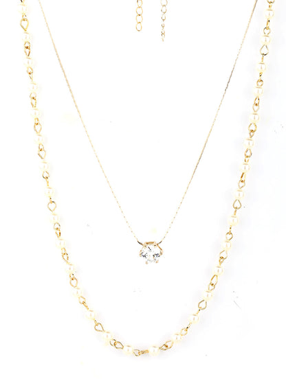 Gold Plated Stones & Beads Pendant Necklace