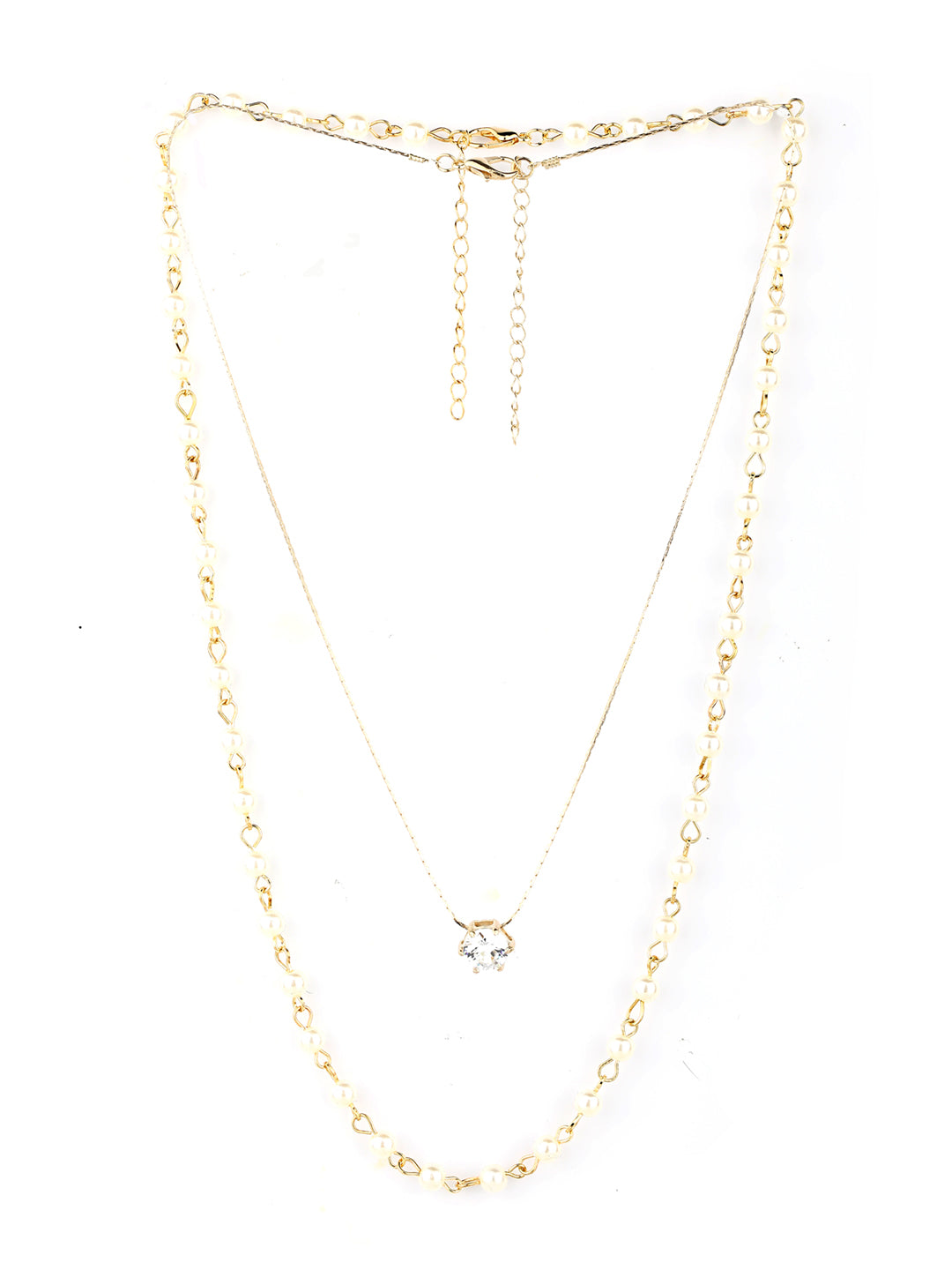 Gold Plated Stones & Beads Pendant Necklace