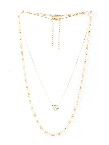 Gold Plated Stones & Beads Pendant Necklace