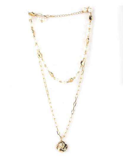 Gold Plated Pearls Layered Necklace